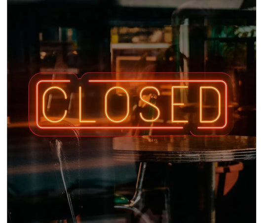Letrero LED Neón 'CLOSED', Señal Luminosa Decorativa, Rojo y Naranja