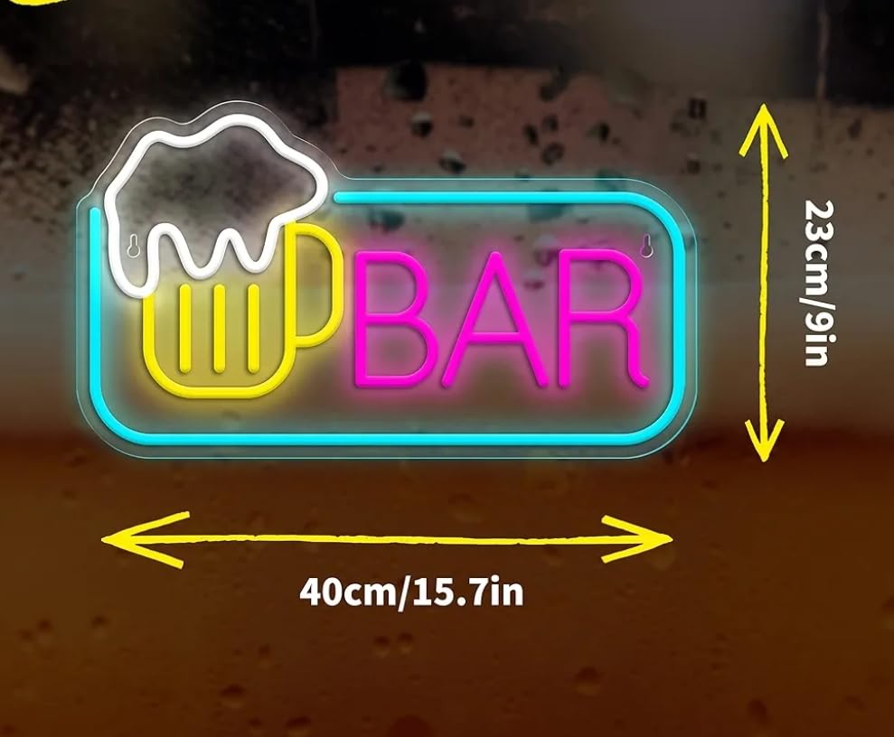 Letrero LED Neón de Bar, Diseño de Cerveza Multicolor, Decoración para Pared de Ladrillo