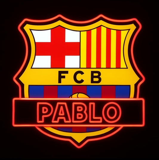 Regalos Barcelona, Madrid, Atlético, Toldos los escudos personalizados de la liga de fútbol con tu nombre Lámpara LED de Neón, Luz Decorativa de Fútbol, Iluminación Deportiva,