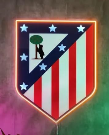 Lámpara LED Decorativa regalo del Atlético de Madrid, Iluminado, Luz Roja y azul, Estilo Neón LIGA DE FUTBOL, METACRILATO, NEON LED Y VINILO, MEDIDAS 35X30CM