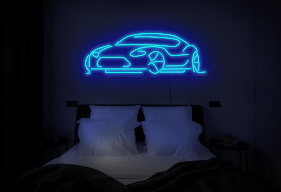 Letrero LED Neón Decorativo de Coche Deportivo, Metacrilato Acrílico, Iluminación Personalizable, Diseño Moderno medidas 50 x30 cm alimentacion 12v