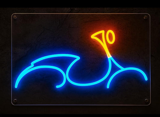 Lámpara de Neón LED Decorativa moto, Diseño de Pájaro, Azul y Amarillo, Montaje en Pared