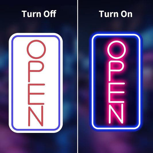 Letrero de neón abierto ajustable brillo LED neón signo abierto lámpara de neón cartel decoración para tienda de pasteles de bar 22 cm x 42 cm alimentacion 12v