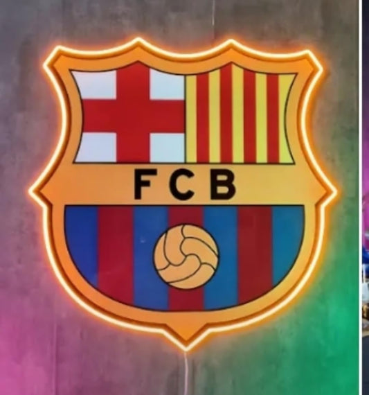 Regalos escudo Barcelona LED neon Lámpara de Pared Decorativa, Iluminado, Luces Multicolor led, vinilo y Nombre no incluido