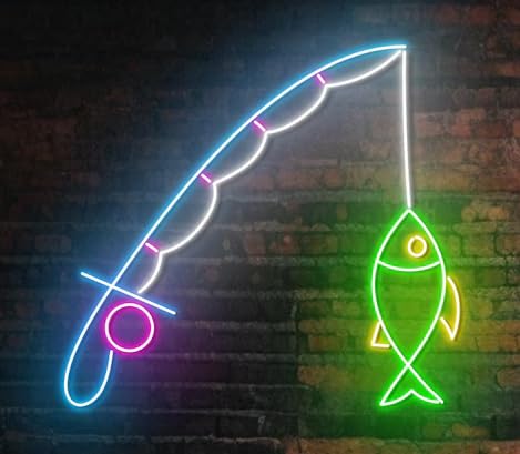Letrero LED Decorativo de Pesca con Neón, Luz de Pared, Multicolor
