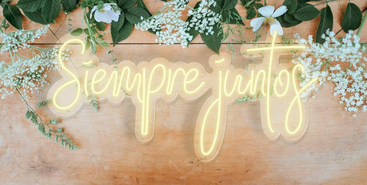 Letrero de Neón 'Siempre Juntos', Decoración Luminosa, 61 x 32 cm, Tamaño S