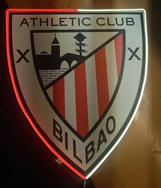 cartel escudo de neón led flex metacrilato y vinilo del At de Bilbao de la liga de fútbol,regalo, para pared de un bar