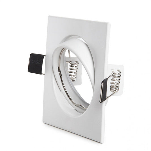 Aro Foco Downlight  Basculante Cuadrado Aluminio Blanco 83/83Mm