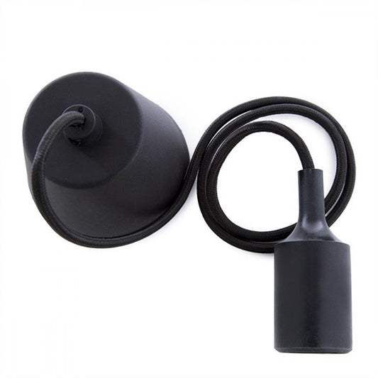 Portalámparas E27 Cable - Rosetón Negro