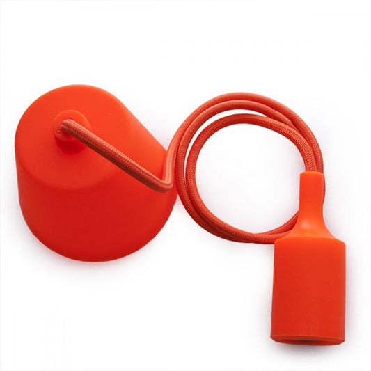 Portalámparas E27 Cable - Rosetón Naranja