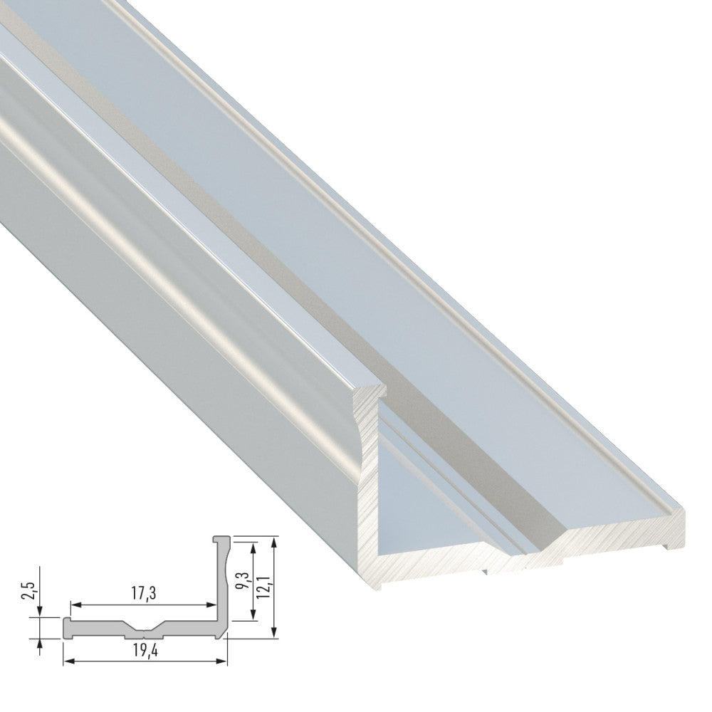 Perfíl Aluminio Tipo E 2,02M - Anodizado Plata
