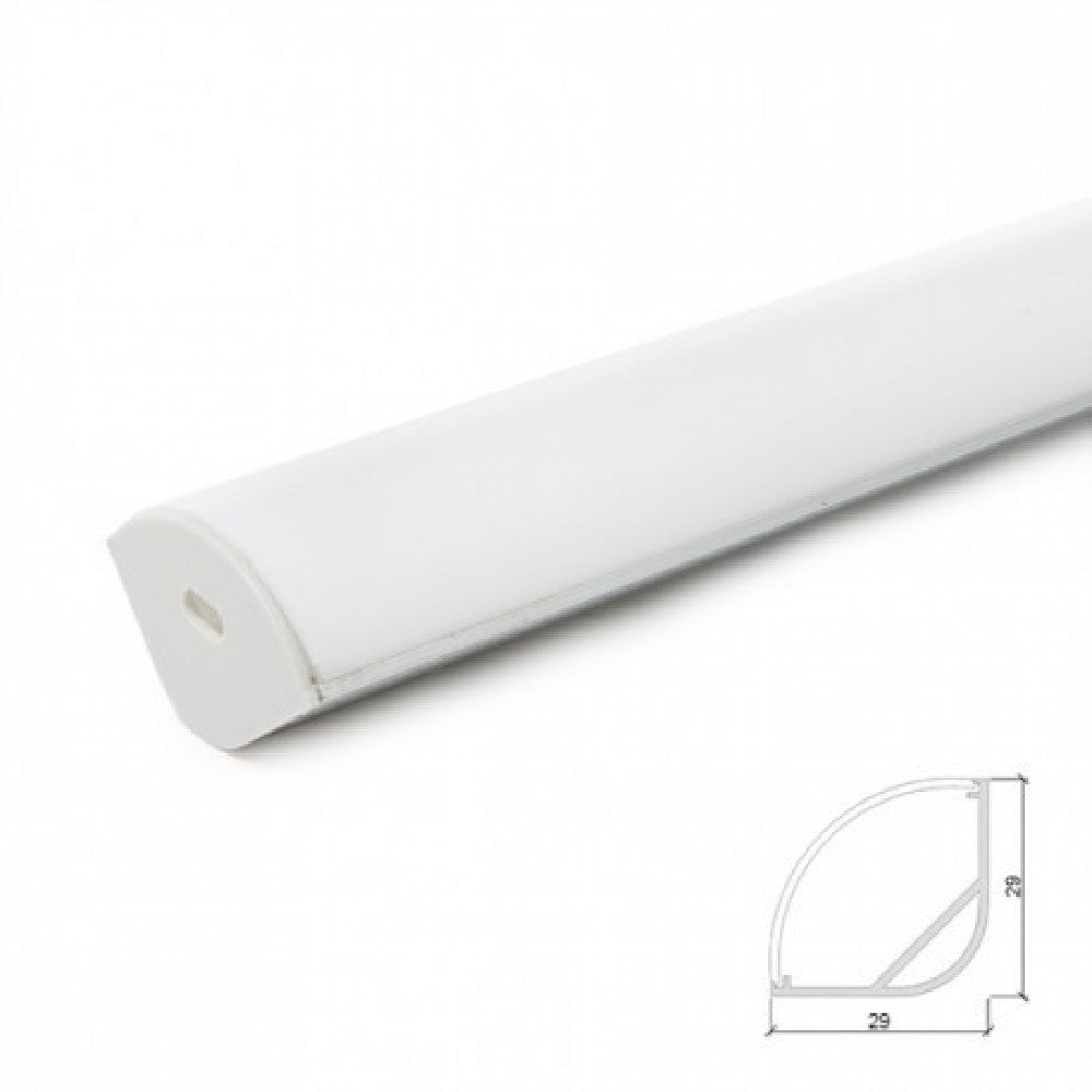 Perfíl Aluminio para Tira LED Difusor Opal LLE-ALP016R-O x 2M