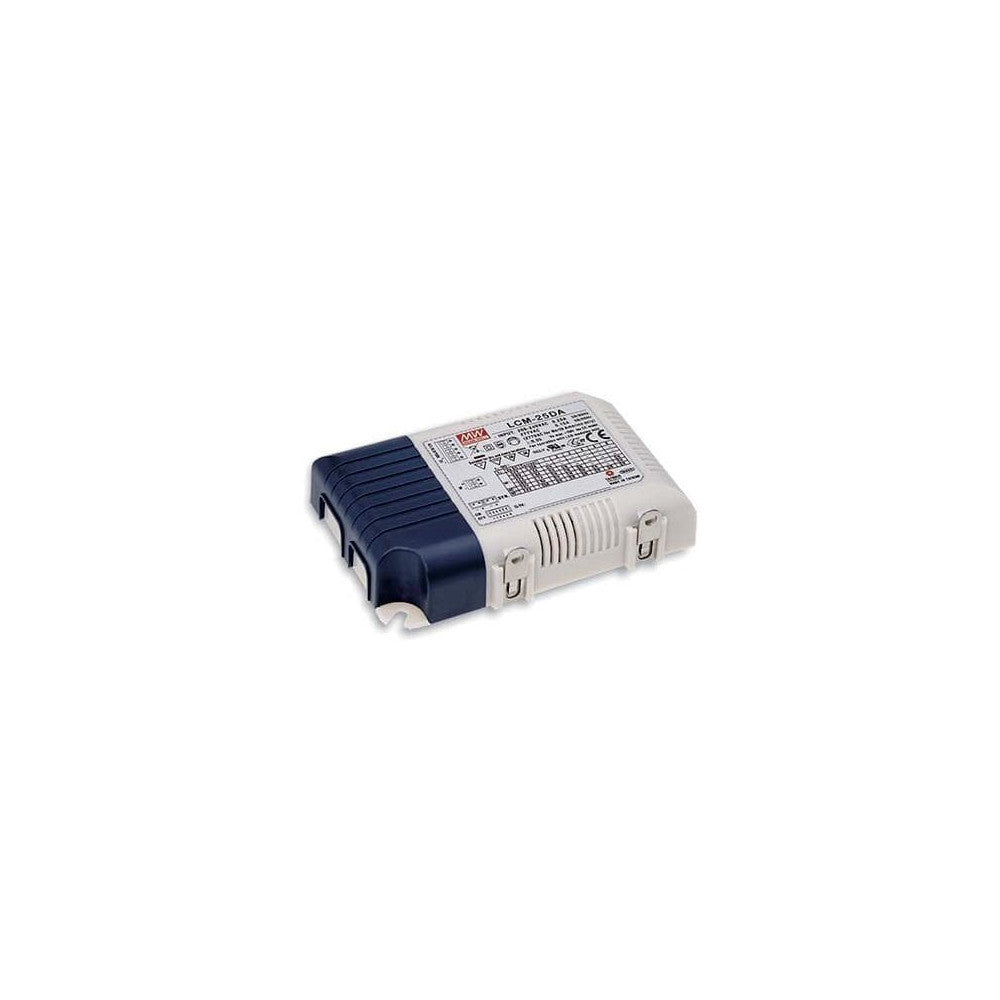 LCM-25DA Led Driver MEANWELL Entrada:180-277VAC Salida:6-54VDC Corriente Constante 350-1050mA 18,9-25,2W PFC DALI/PUSH Regulab