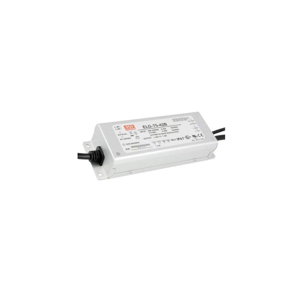 ELG-75-36B-3Y IP67 Transformador MEANWELL Entrada 100-305VAC Salida 36VDC 2A76WPFC Regulable (0-10VDC/PWM/Resistencia) 3 Entrad