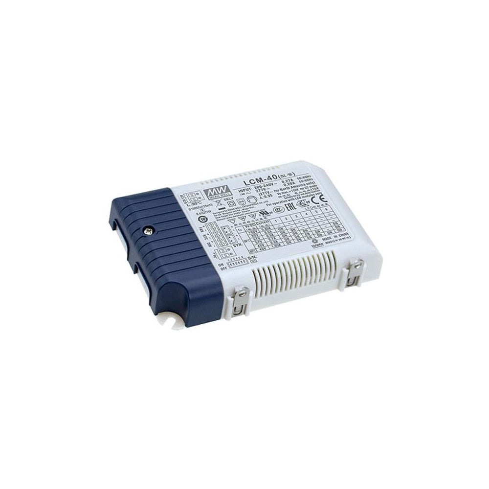 LCM-40BLE IP20 Led Driver MEANWELL Entrada 180-295VAC Salida 2-100VDC Corriente Constante 350-1050mA 42W CASAMBI/Push Regulable