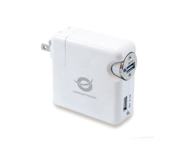 Kit de viaje universal Cargador red Usb + Coche Mechero / 15.5w / UK - USA - EU / CUSBCHARKIT / Conceptronic