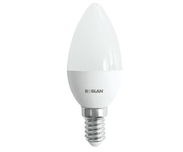 Bombilla LED Roblan e14 vela / A+/ 5w / Calido / 3000k / 390lm / 220-240v LEDVELA05E14C