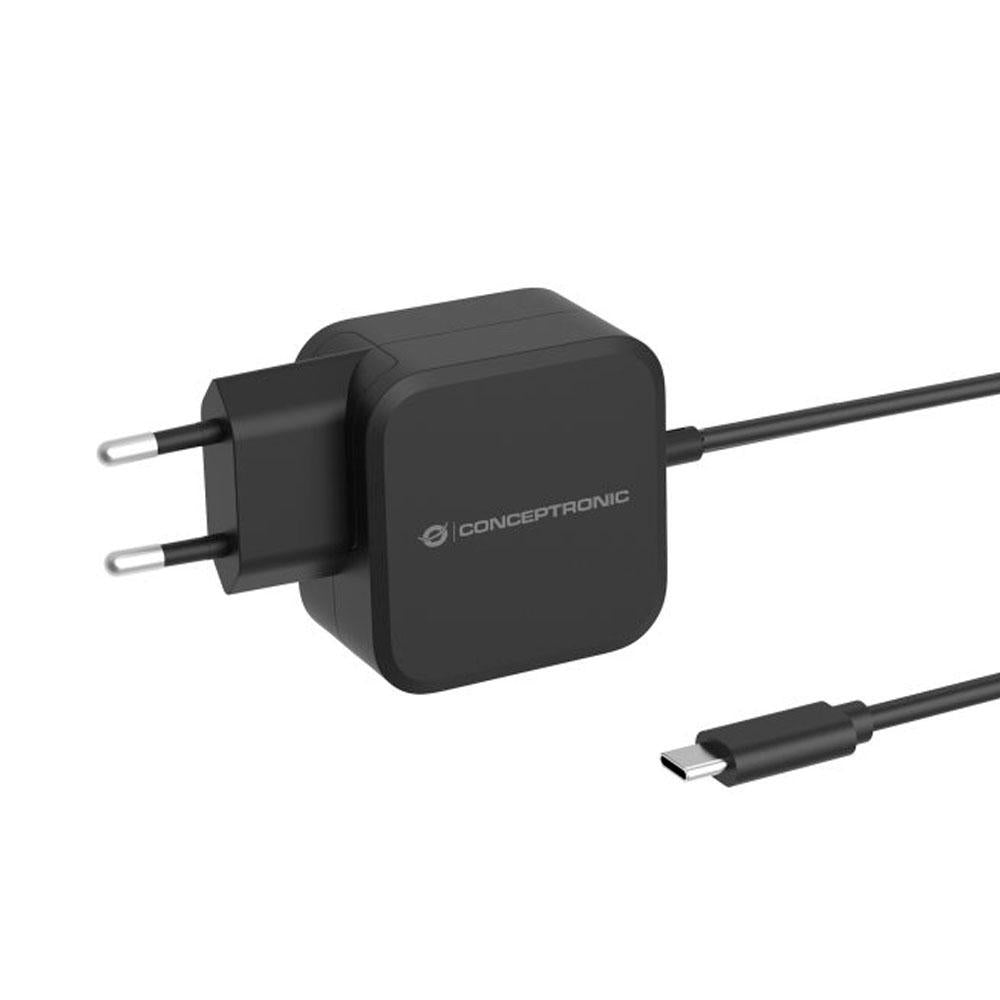 Cargador de red Type-C / 67W / Gan PD / Cable incorporado / Negro / OZUL04BE / Conceptronic