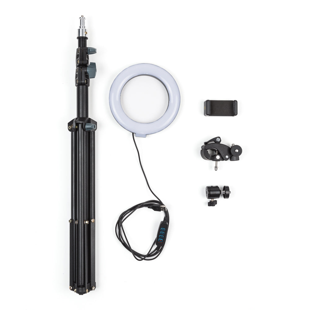 Trípode 8W 6000ºK Iluminación Videoblogs 8W Ø16Cm 68►200Cm Regulable 40.000H [SUN-RL6-200