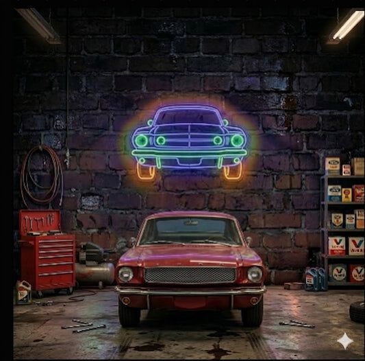 Letrero Luminoso de Neón LED, Diseño inspirado en coches clasicos