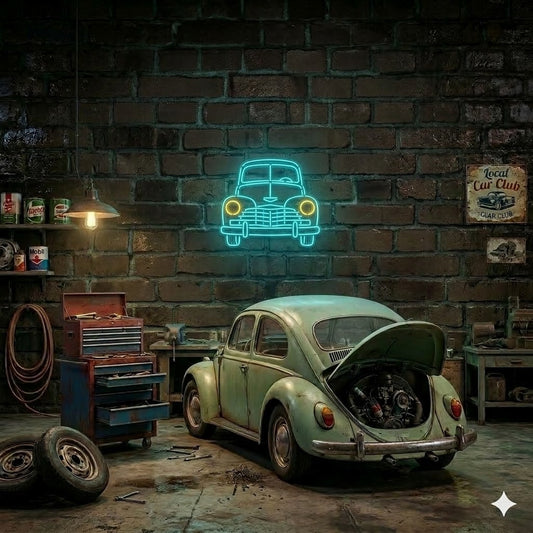 Letrero Luminoso de Neón LED, Diseño inspirado en el Clásico Escarabajo