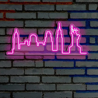 Letrero de Neón Decorativo para Pared, Diseño Ciudad de Nueva York MEDIDAS 40X60 CM ALIMENTACION 12 V