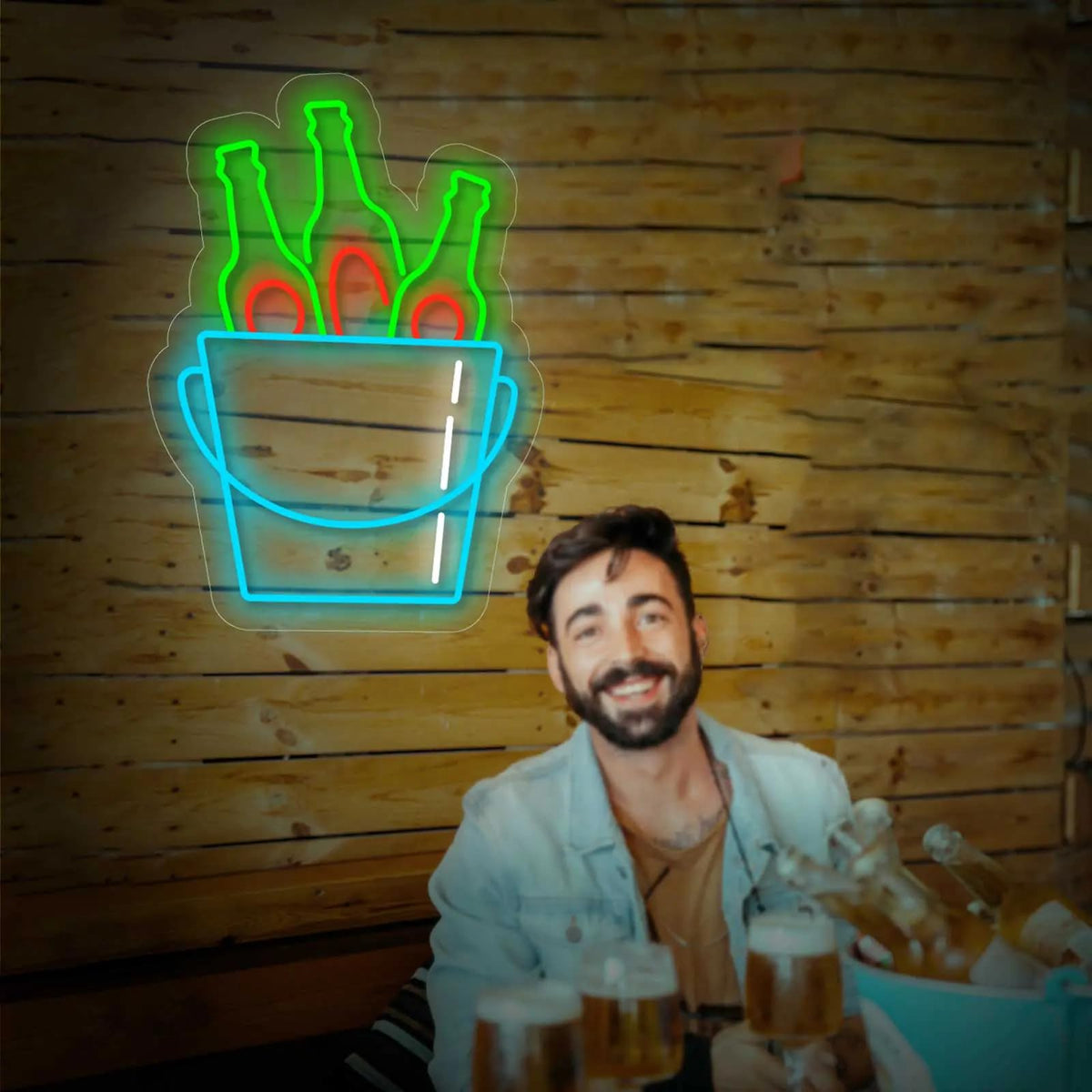 SOLOLED Letrero cubo de cervezas Cartel Luminoso LED Escaparate, Decoración de Pared en Metacrilato, Luz Brillante, aproximadamente 63x90cm alimentación 12v