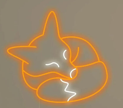 Letrero Zorro Dormilon Cartel Luminoso LED Escaparate, Decoración de Pared en Metacrilato, Luz Brillante, aproximadamente 50X50cm alimentación 12v