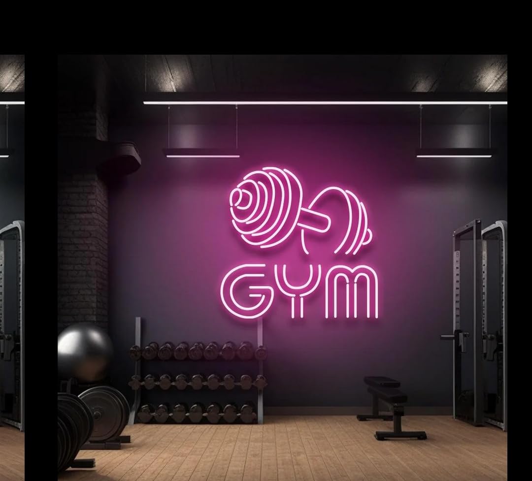 Mancuerna de Gimnasio - Letrero de Neón LED 80x70 cm