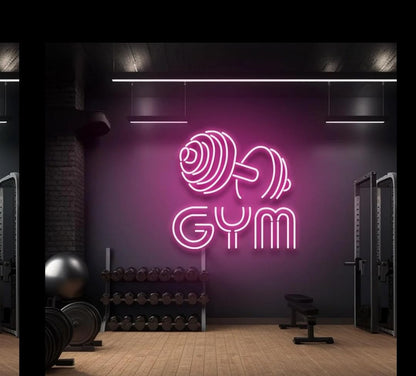 Mancuerna de Gimnasio - Letrero de Neón LED 80x70 cm
