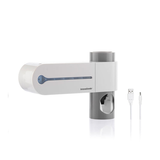 ESTERILIZADOR UV DE CEPILLOS DENTALES CON SOPORTE Y DISPENSADOR  DE DENTÍFRICO