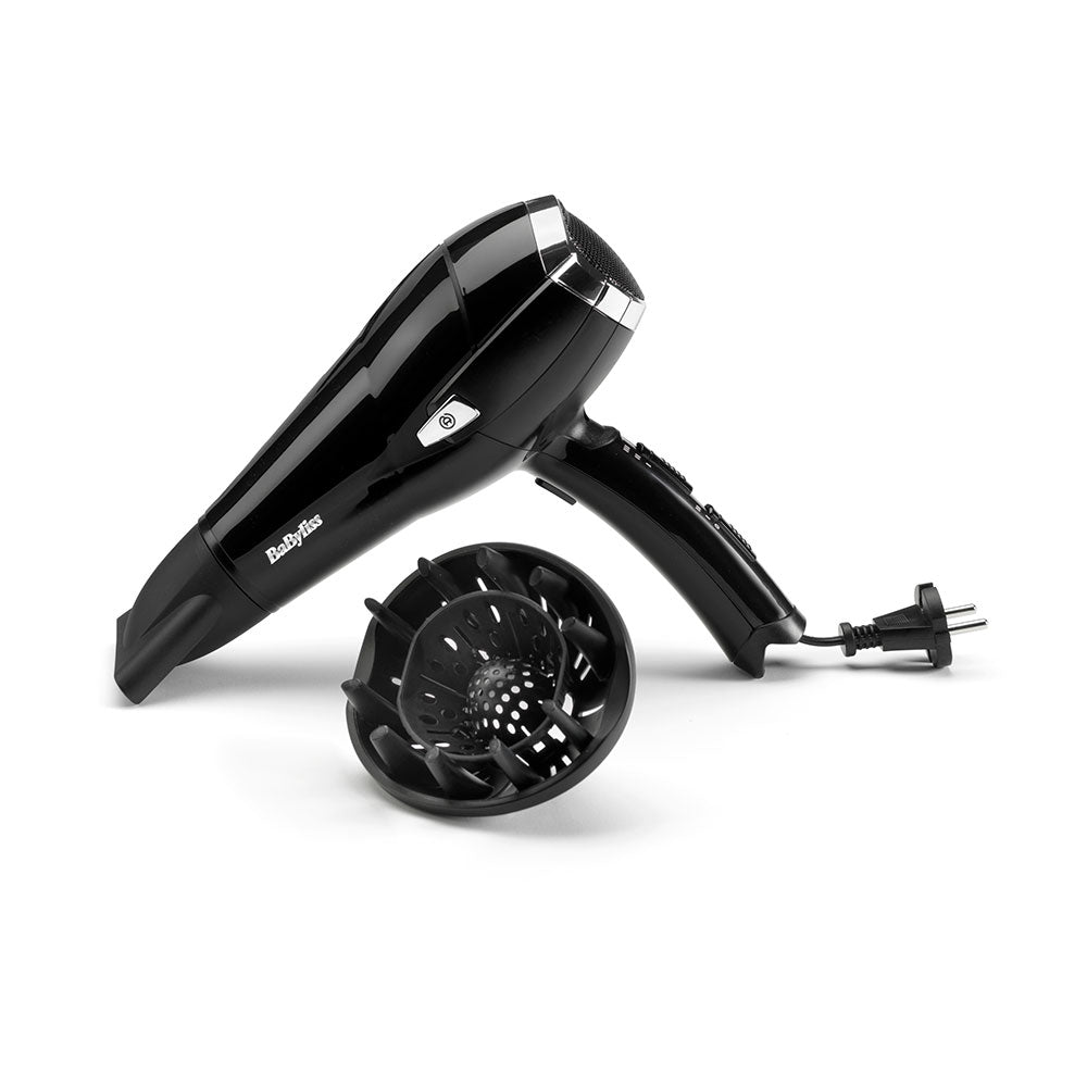 SECADOR DE PELO NEGRO CON CABLE RETRÁCTIL 2000 W