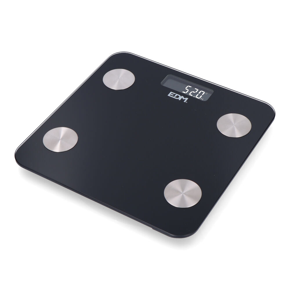 BÁSCULA DE BAÑO DIGITAL INTELIGENTE CON BLUETOOTH COLOR NEGRO, MÁXIMO 180 kg
