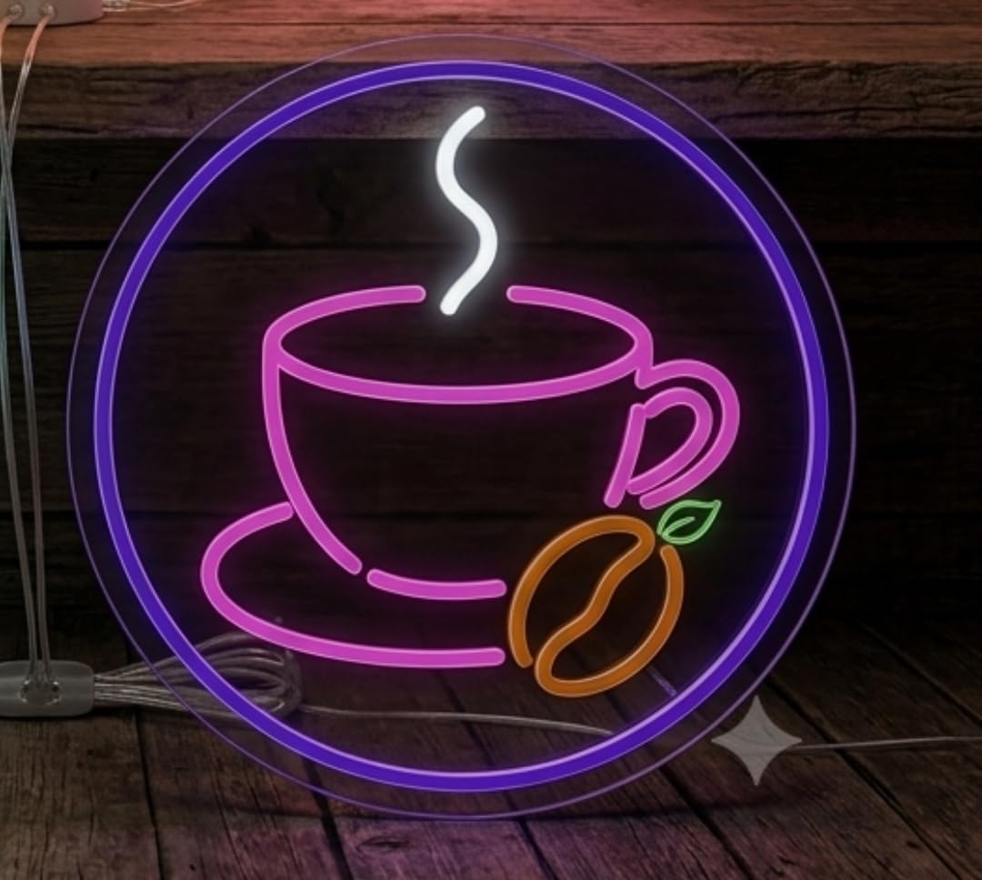 SoloLED Letrero Neón LED Taza de Café Cafetería 40 cm aproximadamente y alimentación 12V