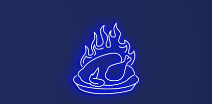 Letrero LED de Neón con Diseño de Pollo en Llamas, Decoración de Pared para Restaurante, Arte de Tienda de Pollos