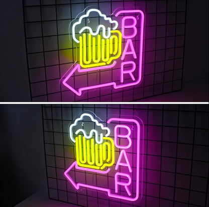 Cerveza Neon Led Luz de Neón para la Pared Bar Pub Restaurante Tienda, Material Acrílico y Silicona,60X50 CM ALIMENTACION 12 V
