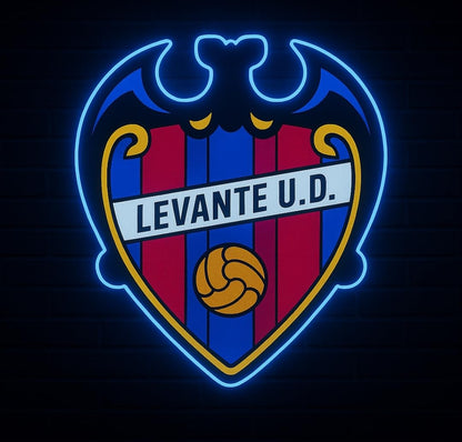 Levante regalo escudo neón led metacrilato Deportivo, Escudo Iluminado Neón Azul, Diseño fútbol liga