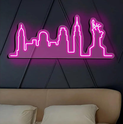 Letrero de Neón Decorativo para Pared, Diseño Ciudad de Nueva York MEDIDAS 40X60 CM ALIMENTACION 12 V