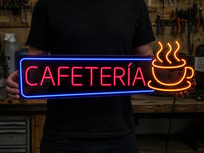 soloLED Letras de Neón Led Cafetería - Metracrilato, Tamaño M, L, XL - Señalización Decorativa para Negocios