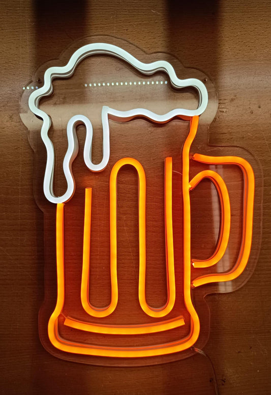 Letrero neón led jarra cerveza para colgar en pared