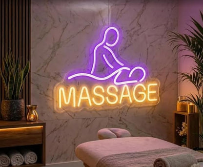 soloLED Letrero masage spa Cartel Luminoso LED Escaparate, Decoración de Pared en Metacrilato, Luz Brillante, aproximadamente 60cm alimentación 12v