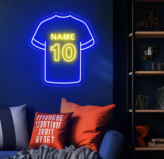 Letrero de Neón Personalizado solo hecho por encargo de Fútbol, Decoración de Camiseta Deportiva, Regalo para Jugadores