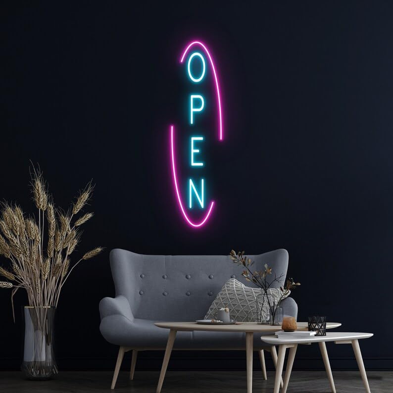 Letrero Neón LED 'Open' Azul y Rosa | soloNEON