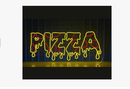 soloLED Letrero CARTEL pizza LED NEON Escaparate, Decoración de Pared en Metacrilato, Luz Brillante, aproximadamente 60cm aproximadamente alimentación 12v