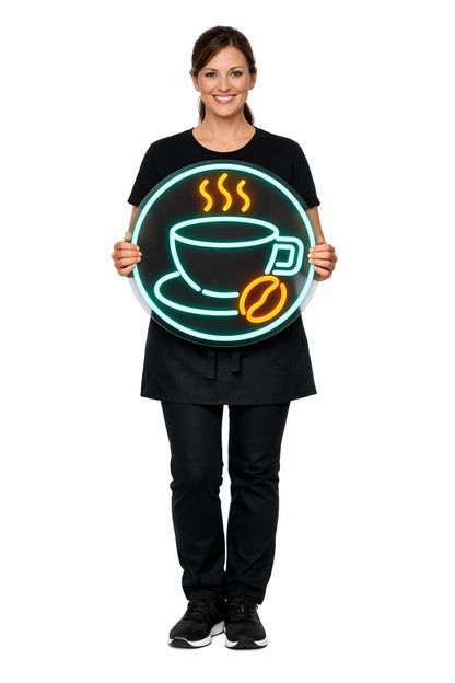 SoloLED Letrero Neón LED Taza de Café Cafetería 40 cm aproximadamente y alimentación 12V