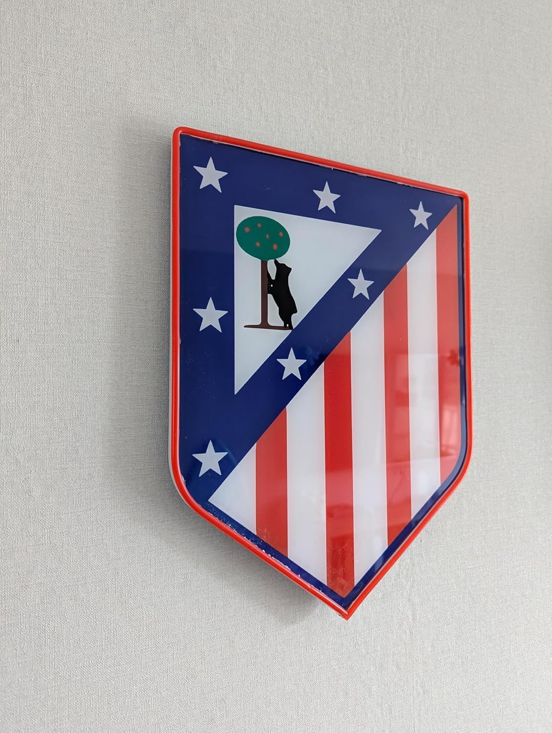 Genérico Atlético de Madrid Escudo de Fútbol vinilo+ metacrilato y neon, Decorativo de Pared,Medidas del escudo :Ancho 75cm Alto 75cm