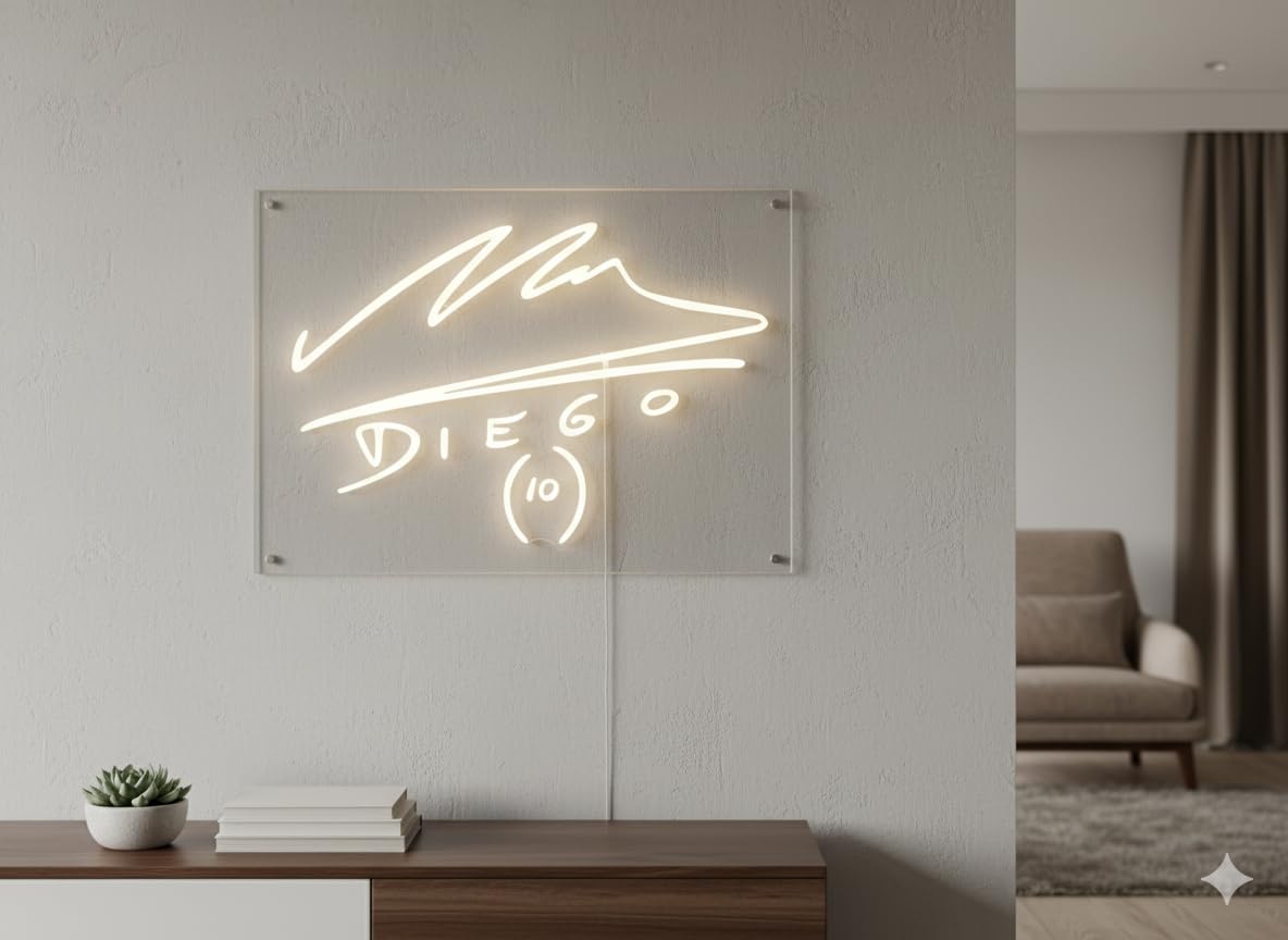 Letrero LED de Neón Diego, Montaje en Pared, Color Blanco, Iluminación Decorativa, Estilo Moderno