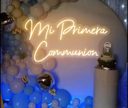 Letrero de neón Led personalizado, señal de mi primera comunión, señal de luz española, decoración de fiesta de boda, habitación