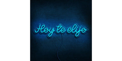 Letrero de Neón LED 'Hoy te elijo', 112 x 29 cm, Decoración para Eventos, Blanco