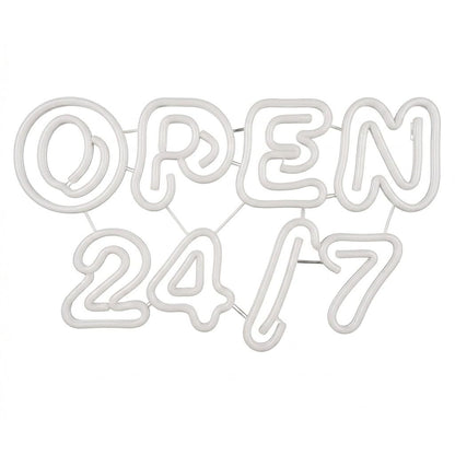 Letrero de Neón LED 'OPEN 24/7', Iluminación Azul y Rosa, Estilo Moderno medidas 70x50 cm 12 v